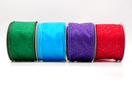 Solid Color Glitter Sprinkled Wired Ribbon - Solid Color Glitter Sprinkled Wired Ribbon